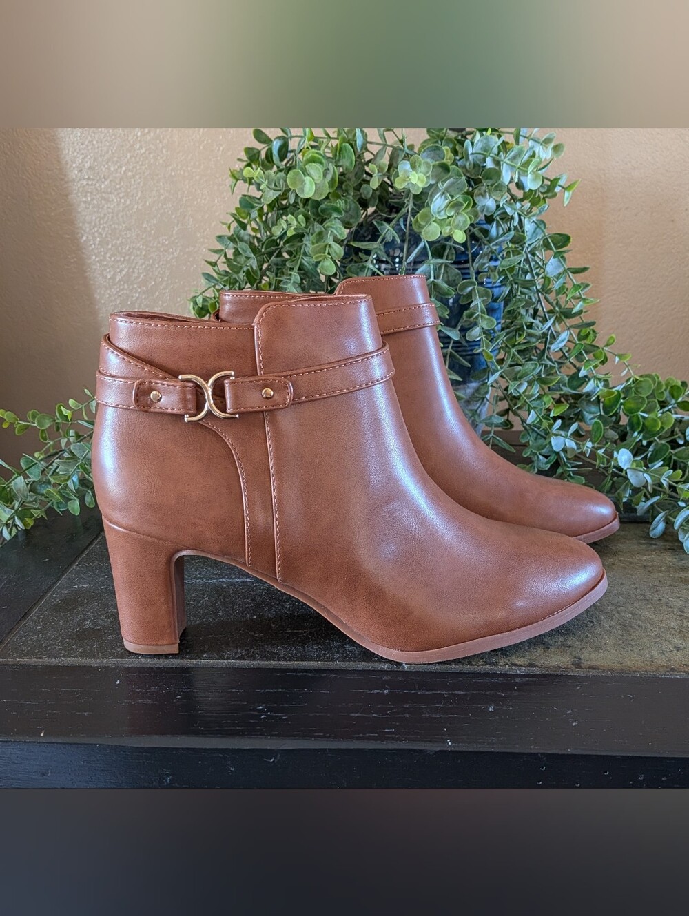 NWT! Charter Club Cognac Brown Ankle Boots Size 9.5M
